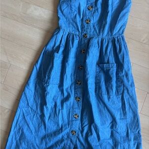 Blue Button-Down Denim Dress
